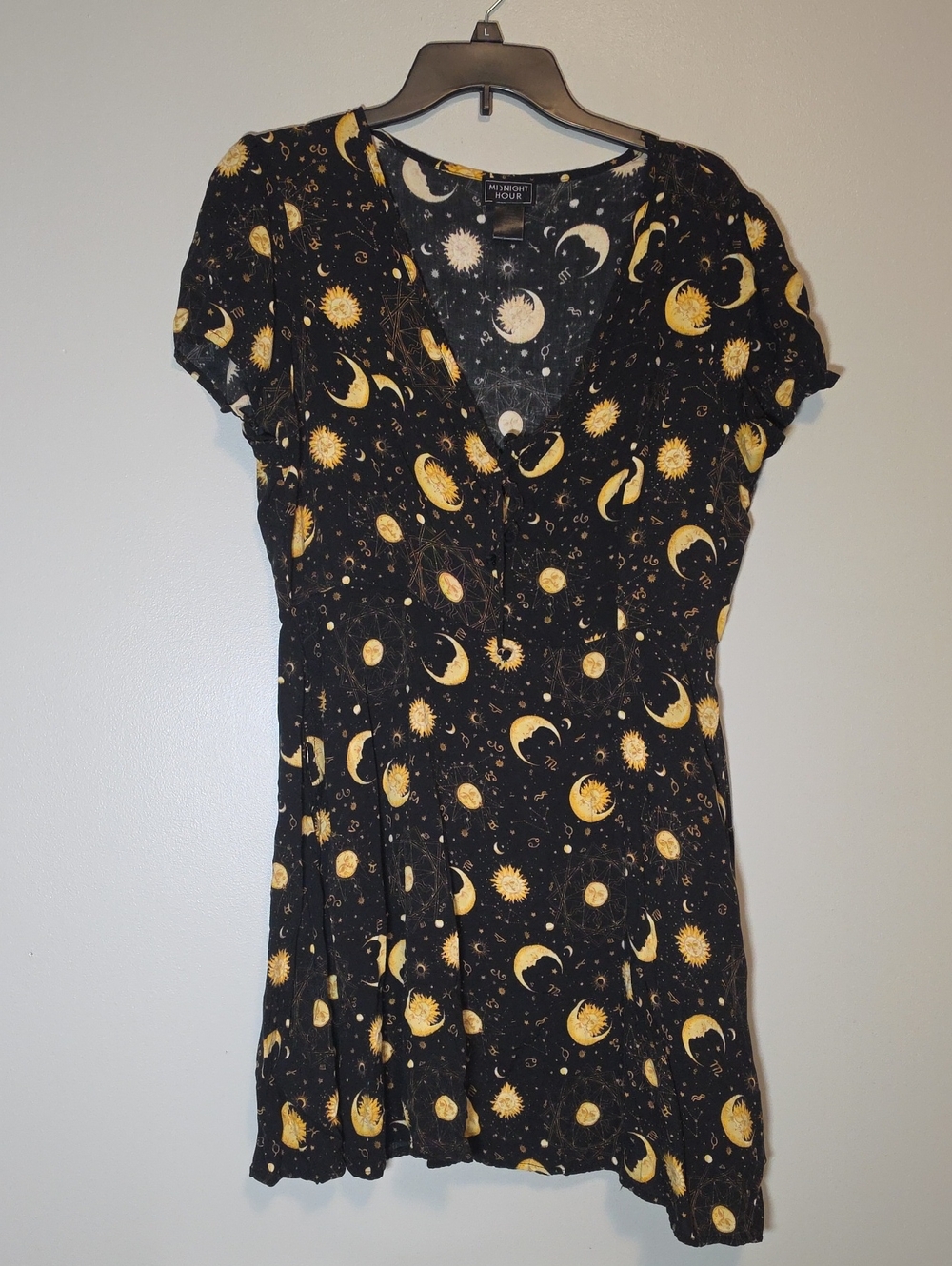 Midnight Hour Black & Yellow Celestial V-Neck Tunic